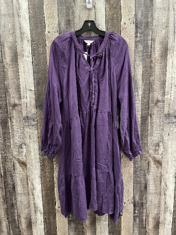 Dress Casual Midi By Terra & Sky In Purple, Size: 2x Elegant Pleated Detail Midi Dress Dress Casual Midi By Terra & Sky In Purple, Size: 2x Elegant Pleated Detail Midi Dress