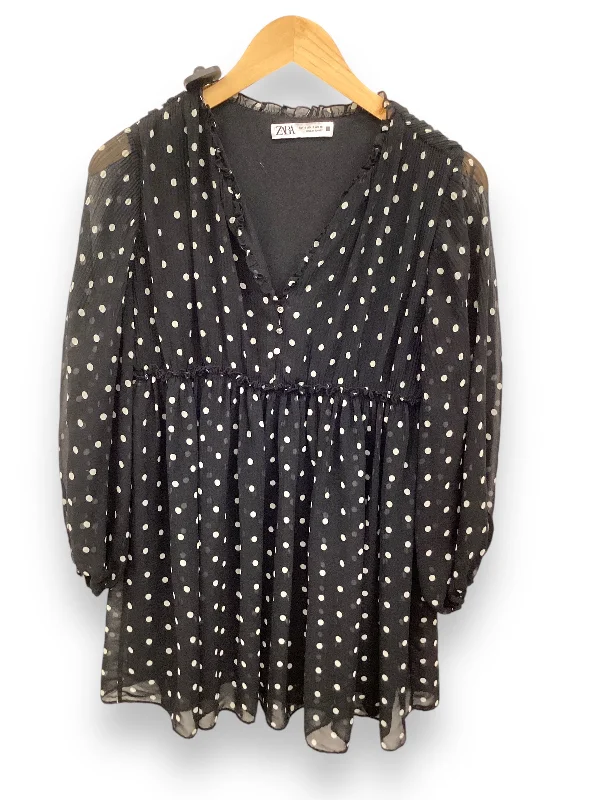 Dress Casual Midi By Zara In Black, Size: S Stylish Animal Print Midi Dress