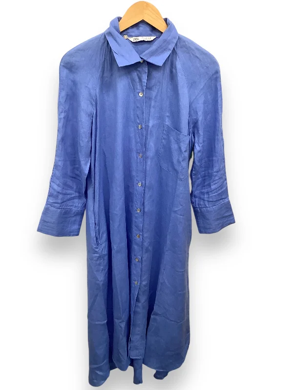 Dress Casual Midi By Zara In Blue, Size: S Cozy A-Line Midi Dress