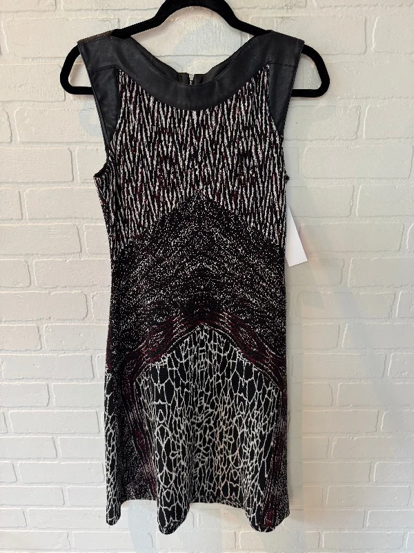 Dress Party Midi By Cmb In Black & Cream, Size: S Elegant Puff Sleeve Midi Dress