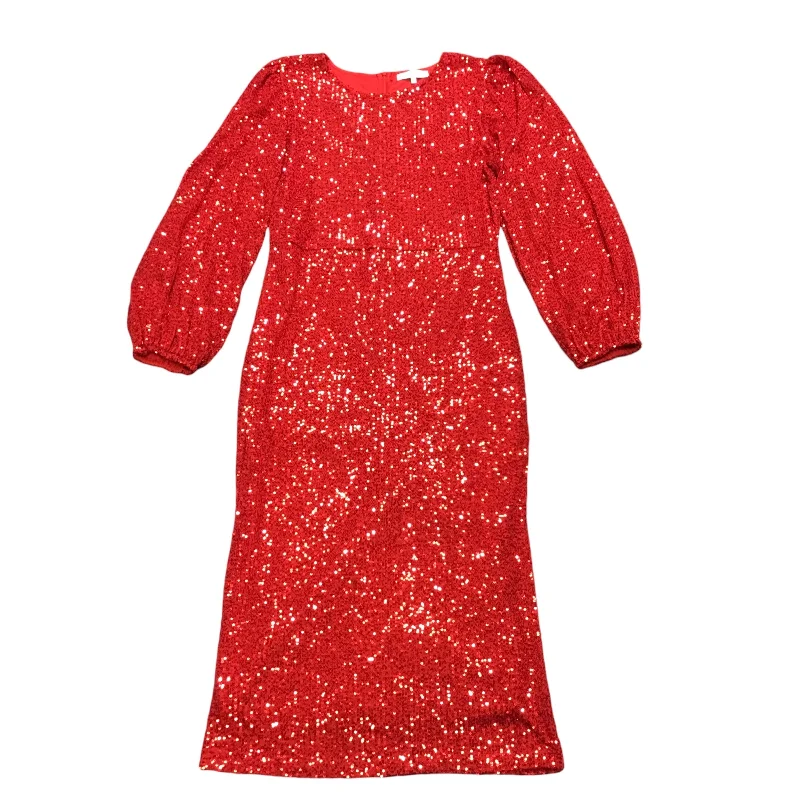 Dress Party Midi By Cmb In Red, Size: L Trendy Tiered Hem Midi Dress
