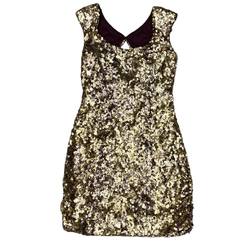 Gold & Purple Dress Party Midi By Aqua, Size: Xs Cozy Midi Dress with Pockets