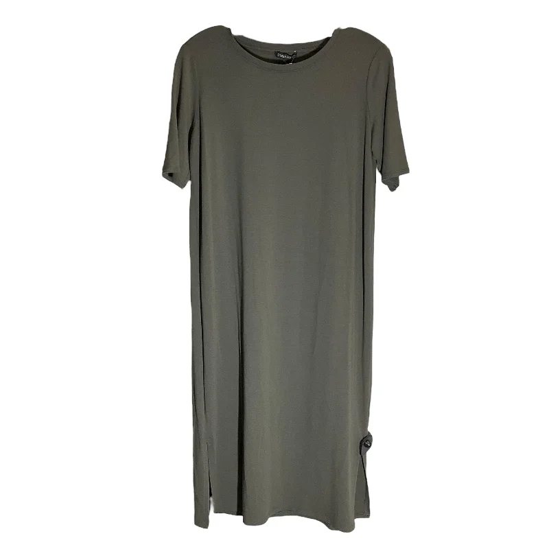 Green Dress Casual Midi Eileen Fisher, Size Xs Elegant V-Neck Midi Dress