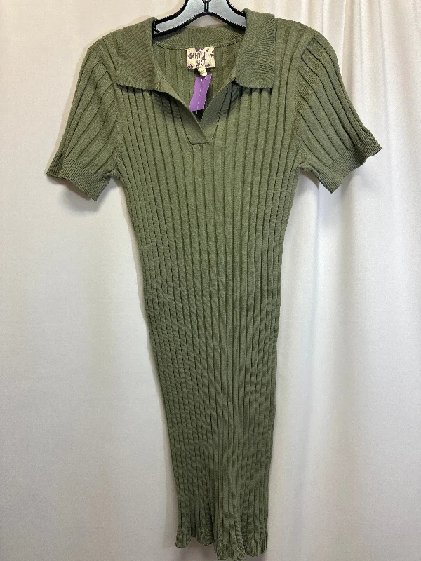 Green Dress Casual Midi Hippie Rose, Size Xl Comfortable Short Sleeve Midi Dress