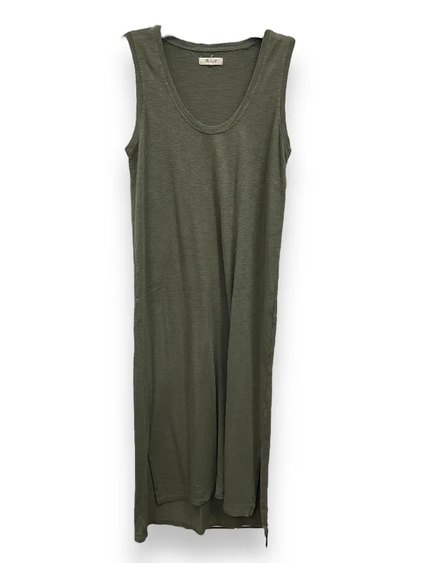 Green Dress Casual Midi Madewell, Size S Trendy Ruffled Sleeve Midi Dress
