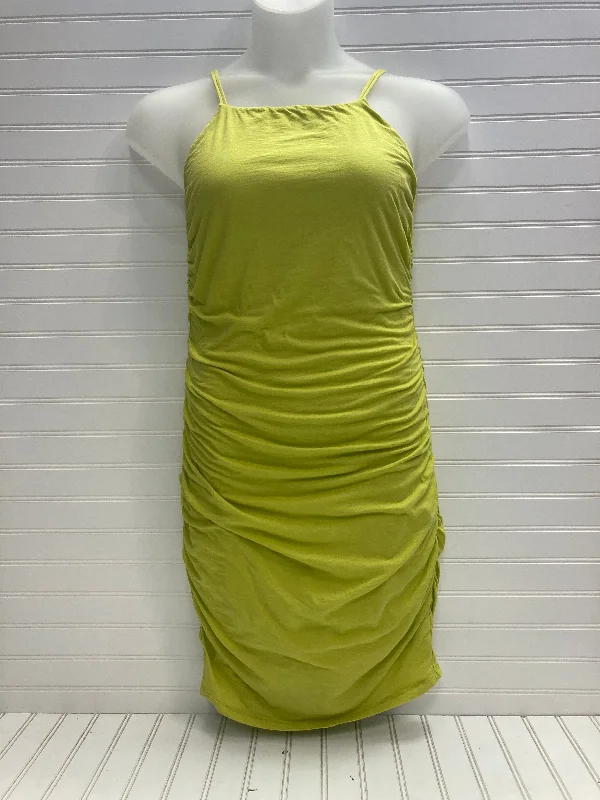 Green Dress Casual Midi Velvet, Size L Stylish Tiered Midi Dress