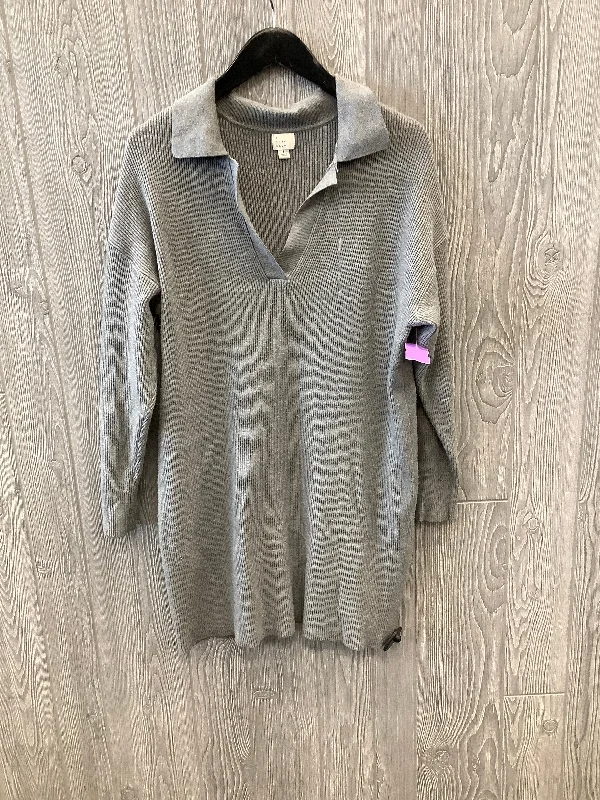 Grey Dress Casual Midi A New Day, Size L Stylish Pleated Skirt Midi Dress