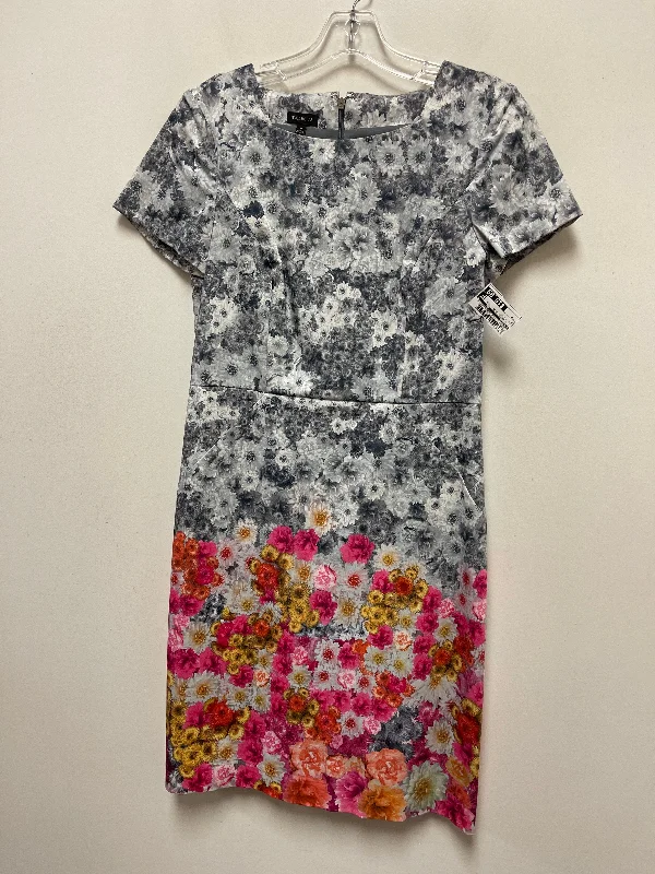 Grey & Pink Dress Casual Midi Talbots, Size M Comfortable Button Front Midi Dress