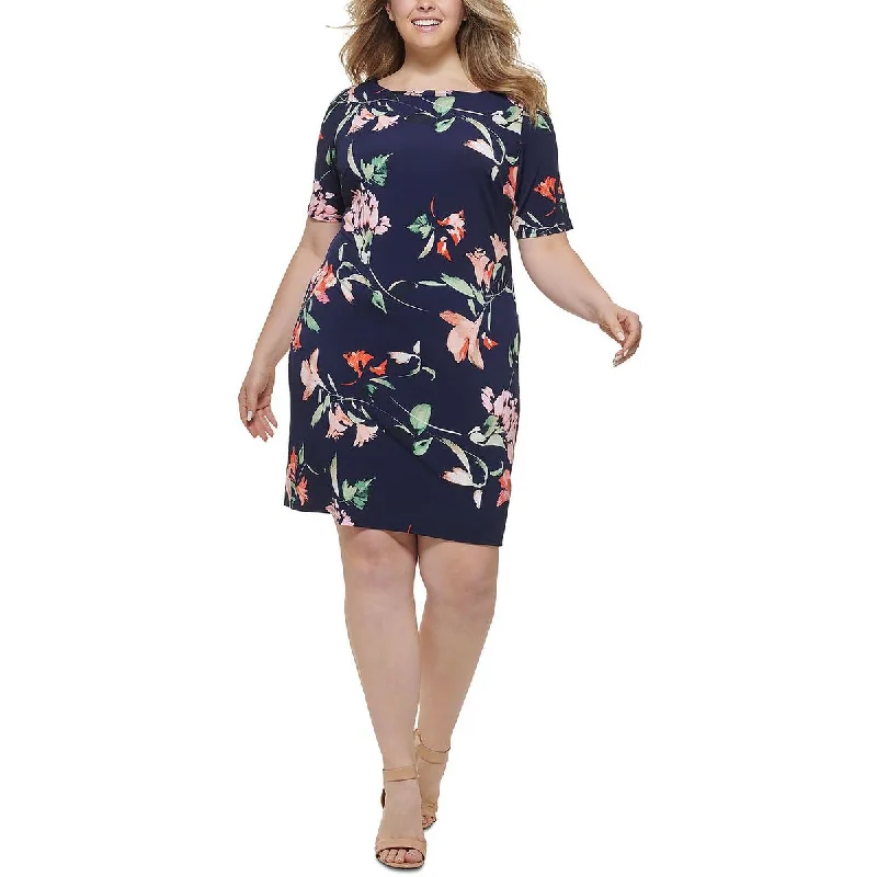 Jessica Howard Womens Plus Formal Midi Sheath Dress Stylish Off-Shoulder Ruffle Dress Jessica Howard Womens Plus Formal Midi Sheath Dress Stylish Off-Shoulder Ruffle Dress
