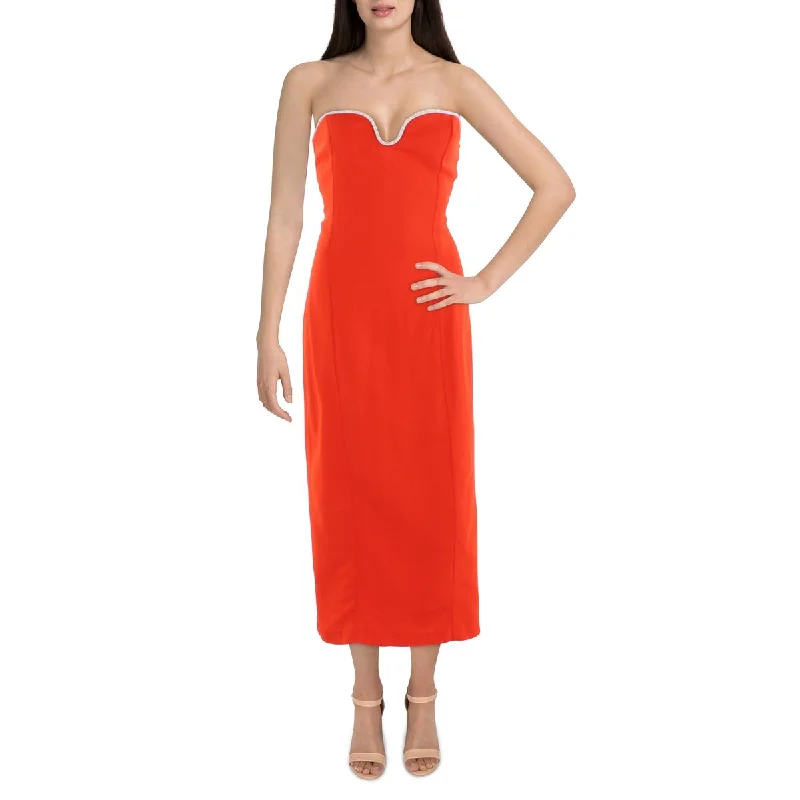MNG Womens Metallic Midi Fit & Flare Dress Stylish Satin Midi Dress