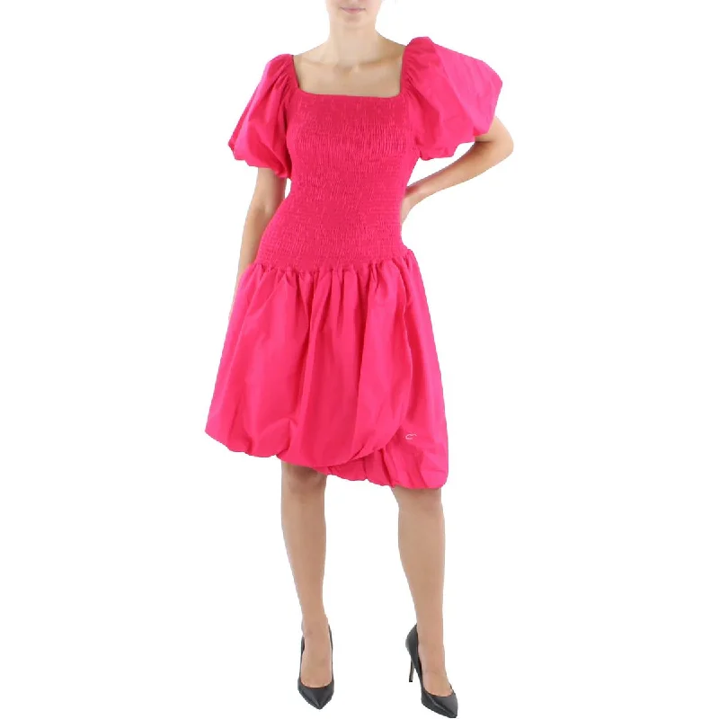N by Nancy Womens Smocked Midi Fit & Flare Dress Fashionable Casual Midi Dress