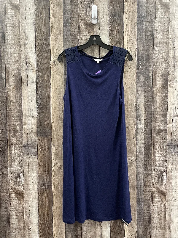Navy Dress Casual Midi Charming Charlie, Size L Cozy Midi Dress with Pockets