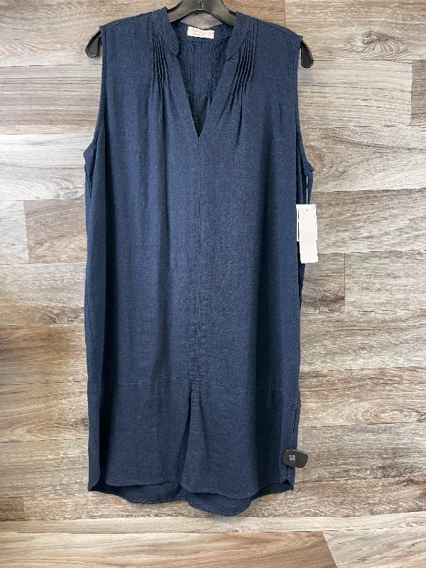 Navy Dress Casual Midi Just Living, Size Xl Trendy Smocked Waist Midi Dress