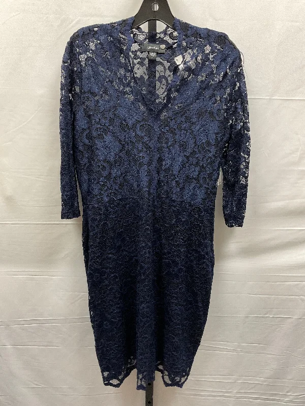 Navy Dress Casual Midi Karen Kane, Size L Fashionable Off-Shoulder Dress Midi