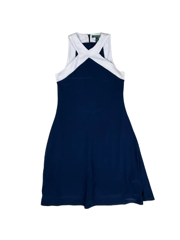 Navy Dress Party Midi Lauren By Ralph Lauren, Size S Trendy Bodycon Midi Dress