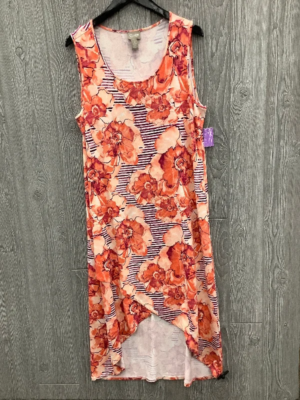 Orange Dress Casual Midi Chicos, Size L Comfortable Empire Waist Midi Dress