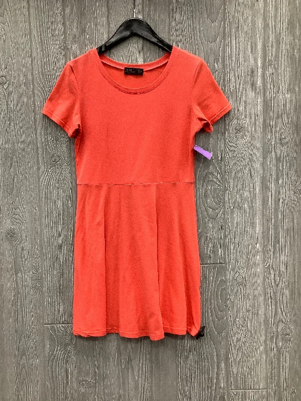 Orange Dress Casual Midi Double Attraction, Size L Comfortable Floral Print Midi Dress