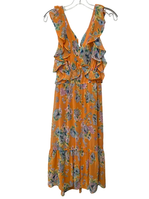 Orange Dress Party Midi Lc Lauren Conrad, Size L Elegant Satin Slip Midi Dress