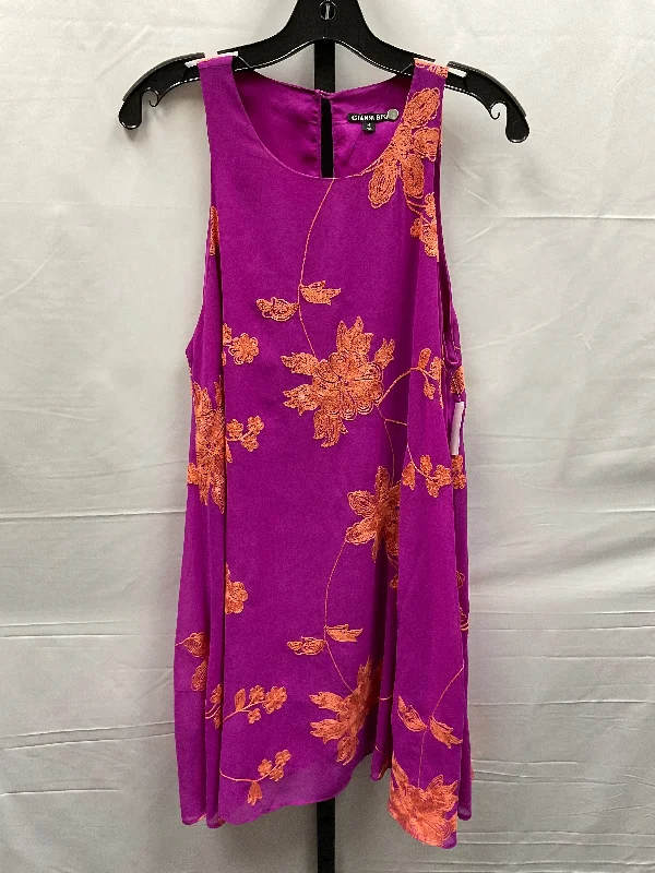 Orange & Pink Dress Casual Midi Gianni Bini, Size M Trendy Long Sleeve Midi Dress