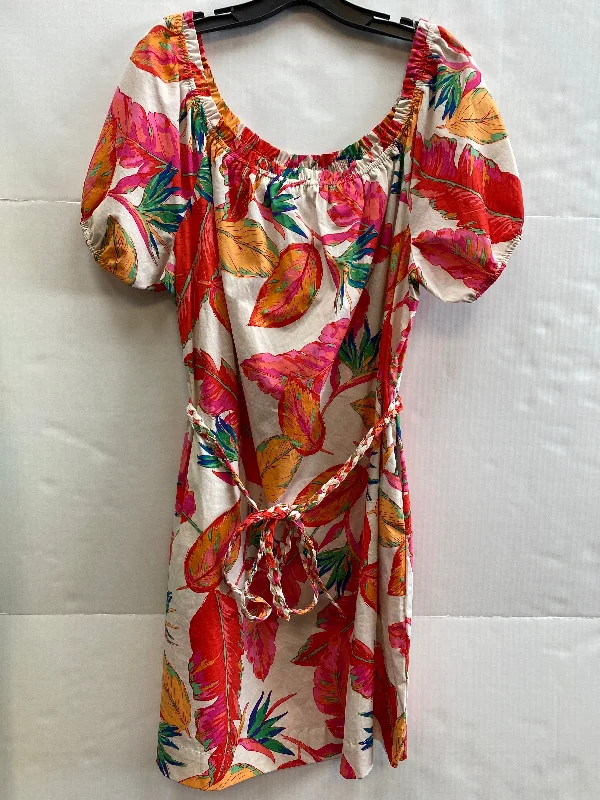 Orange & Pink Dress Casual Midi Nine West, Size Xxl Fashionable Pencil Midi Dress