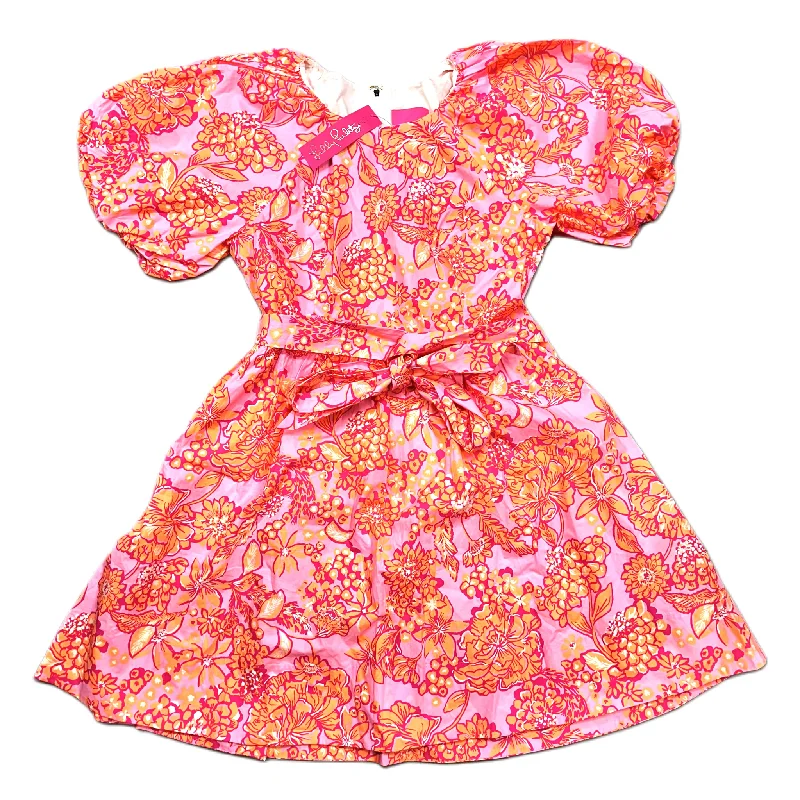 Orange & Pink Dress Party Midi By Lilly Pulitzer, Size: L Cozy Wide Strap Midi Dress Orange & Pink Dress Party Midi By Lilly Pulitzer, Size: L Cozy Wide Strap Midi Dress
