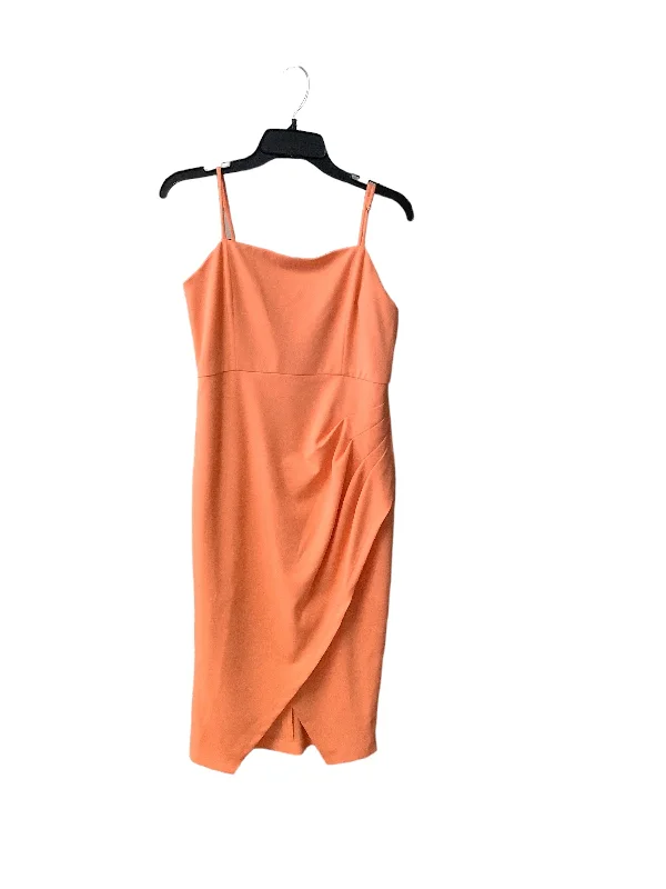 Peach Dress Party Midi Laundry, Size 8 Elegant Pleated Sleeve Midi Dress