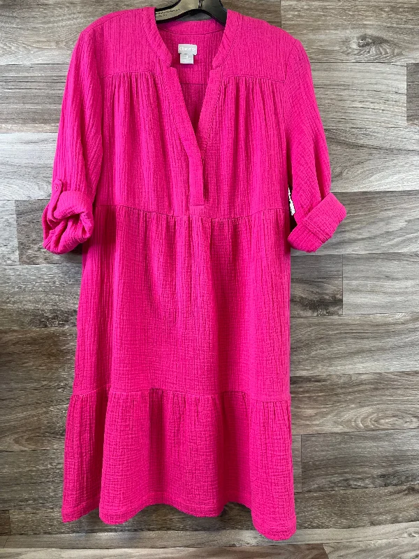 Pink Dress Casual Midi Chicos, Size S Stylish Wraparound Midi Dress