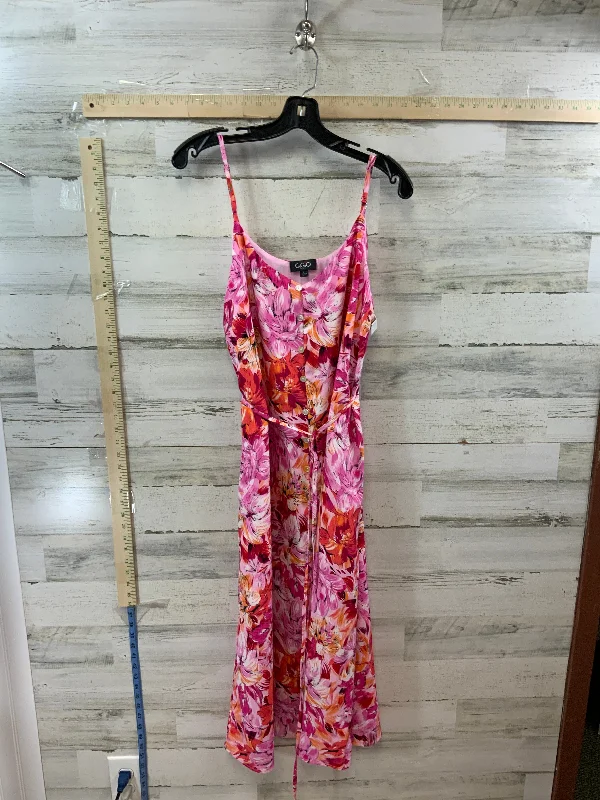 Pink Dress Casual Midi Gigio, Size L Elegant Satin Button Midi Dress