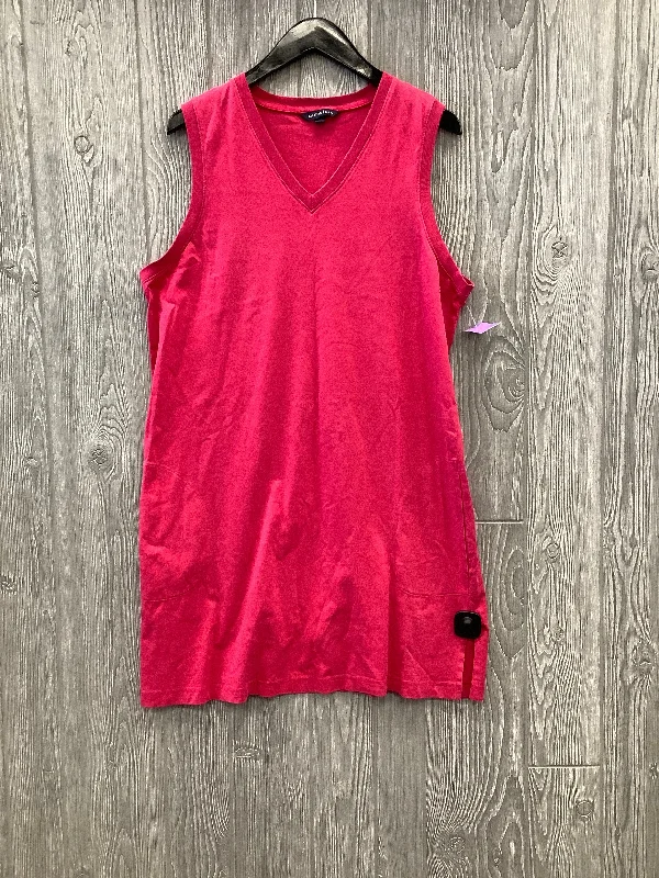 Pink Dress Casual Midi Lands End, Size L Cozy Spaghetti Strap Midi Dress