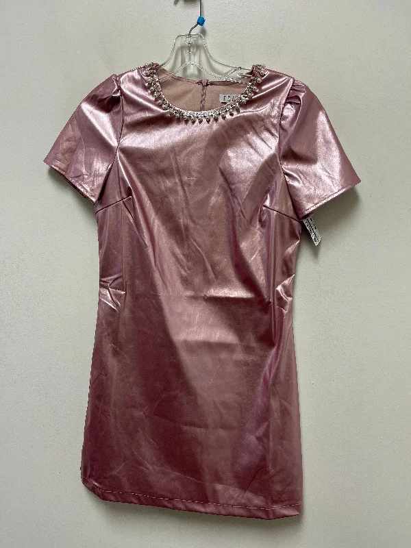 Pink Dress Casual Midi Tcec, Size S Fashionable Sheer Sleeve Midi Dress