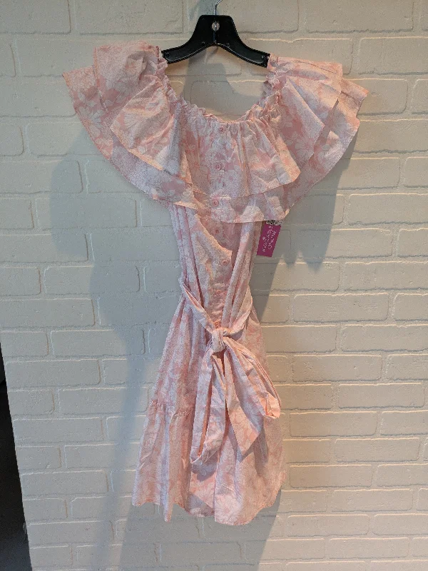 Pink & White Dress Casual Midi Target-designer, Size Xs Fashionable Pleated Midi Dress