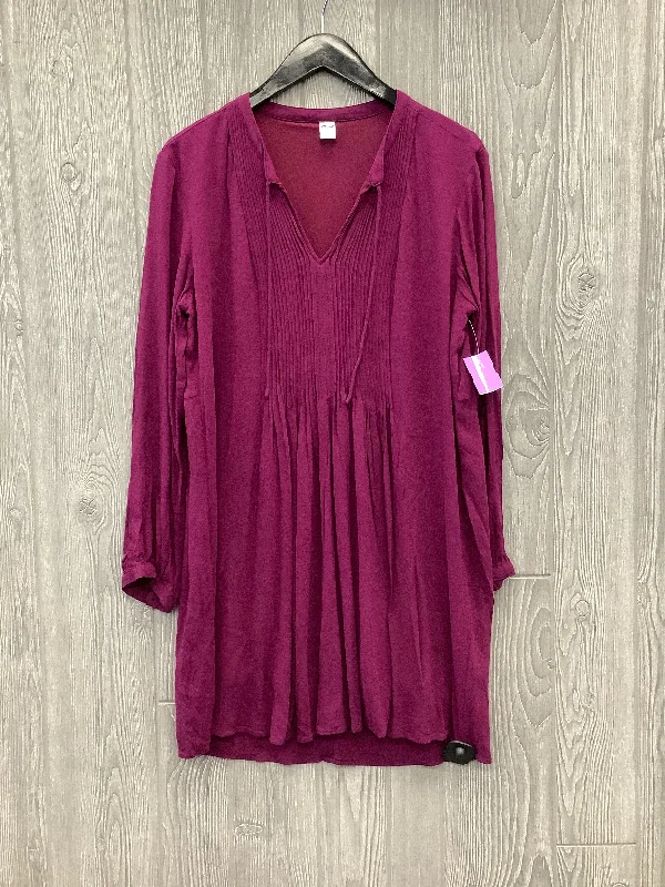 Purple Dress Casual Midi Old Navy, Size L Trendy Long Sleeve Midi Dress