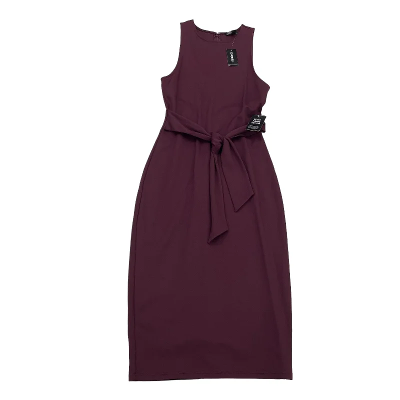 PURPLE DRESS PARTY MIDI by EXPRESS Size:XXS Trendy Midi Dress with Belt