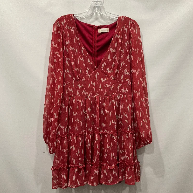 Red Dress Casual Midi Altard State, Size L Trendy Ruffle Hem Midi Dress