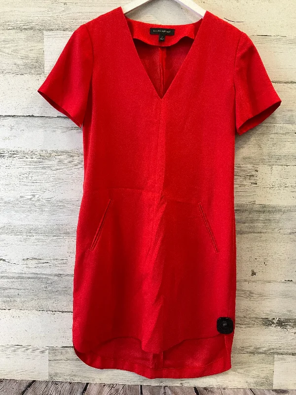 Red Dress Casual Midi Banana Republic, Size Xs Comfortable Ruched Midi Dress