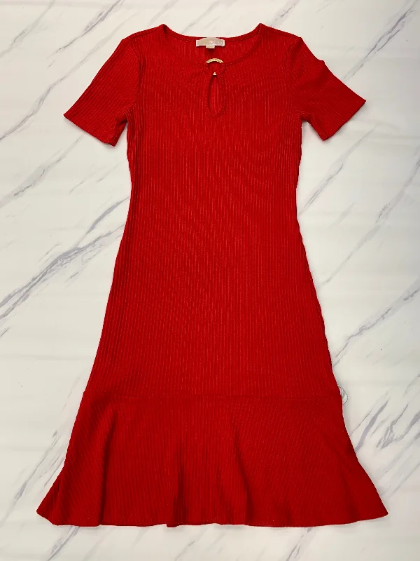 Red Dress Casual Midi Michael By Michael Kors, Size M Stylish Long Sleeve Floral Midi Dress Red Dress Casual Midi Michael By Michael Kors, Size M Stylish Long Sleeve Floral Midi Dress