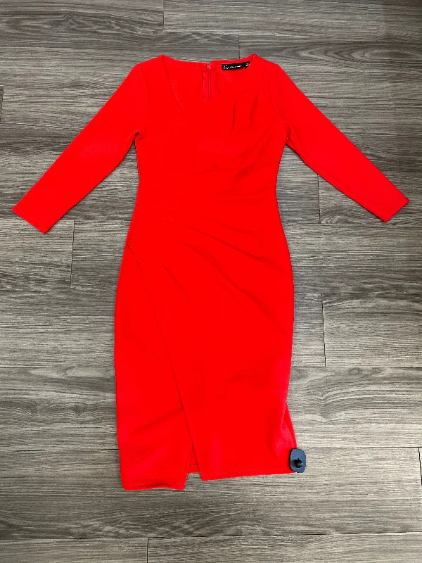 Red Dress Casual Midi New York And Co, Size S Comfortable Stretch Midi Dress