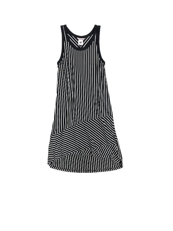 Striped Pattern Dress Casual Midi Cabi, Size S Trendy A-Line Midi Dress