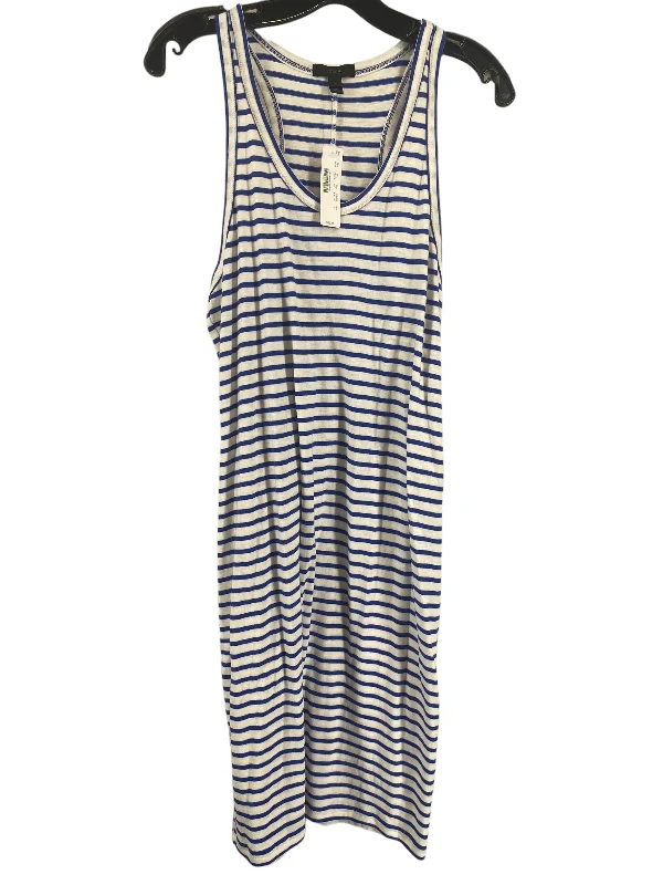 Striped Pattern Dress Casual Midi J. Crew, Size L Comfortable Draped Midi Dress