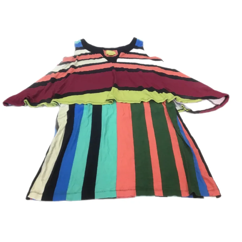 Striped Pattern Dress Casual Midi Maeve, Size S Fashionable One-Shoulder Midi Dress
