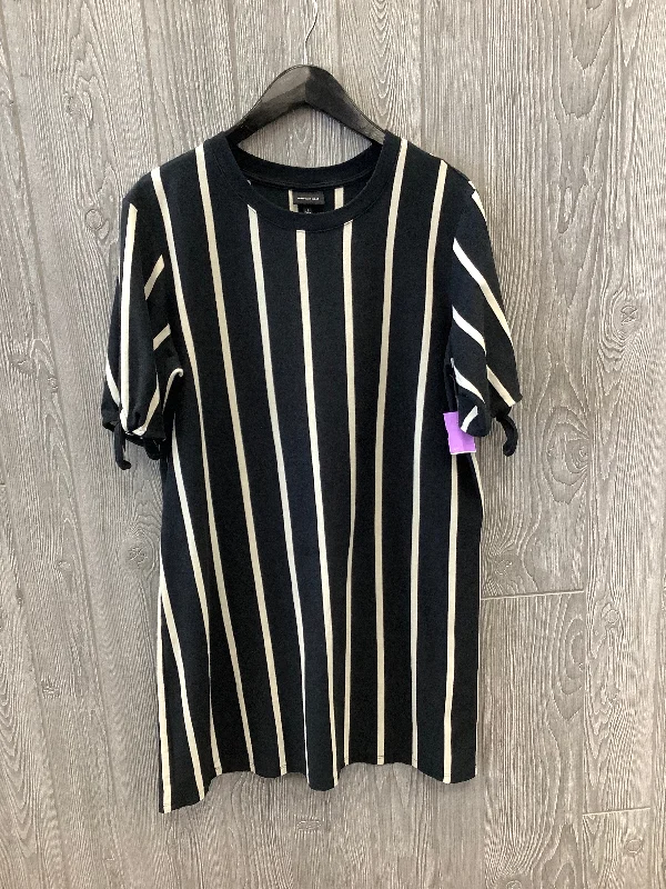 Striped Pattern Dress Casual Midi Who What Wear, Size L Stylish High-Waisted Midi Dress