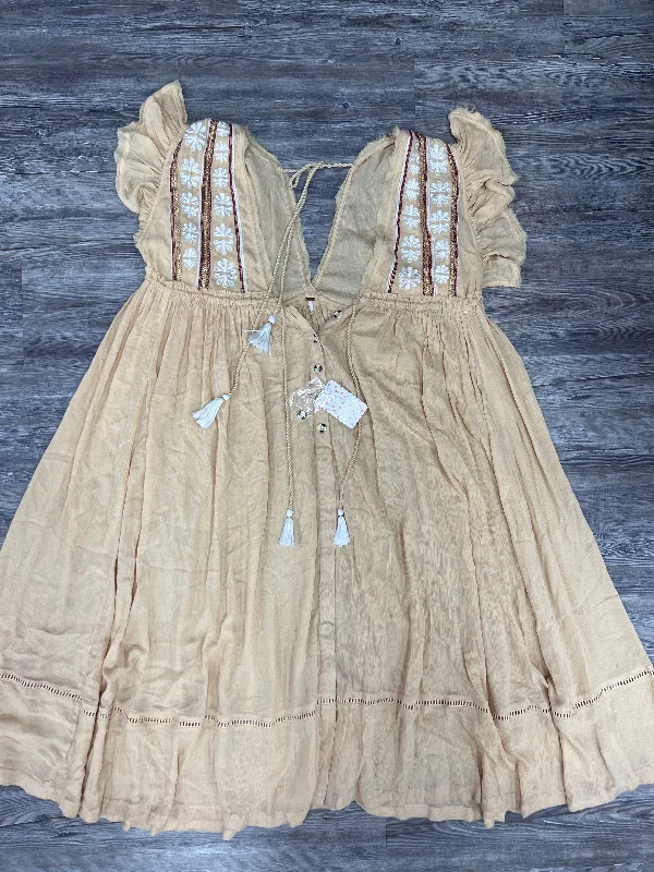 Tan Dress Casual Midi Free People, Size M Fashionable A-Line Midi Dress