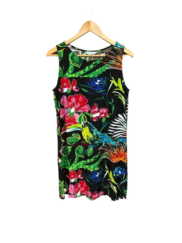 Tropical Print Dress Casual Midi Cma, Size M Comfortable Geometric Print Midi Dress