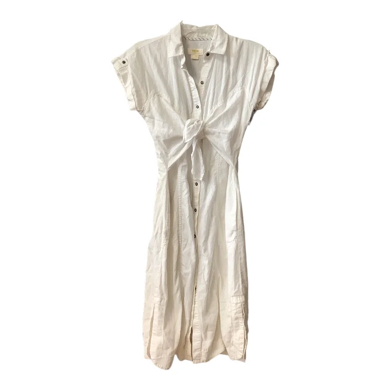 White Dress Casual Midi Maeve, Size 0 Elegant Maxi-Midi Hybrid Dress