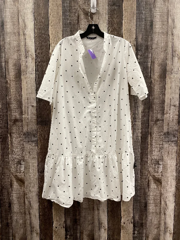 White Dress Casual Midi Shein, Size M Chic Floral Print Midi Dress