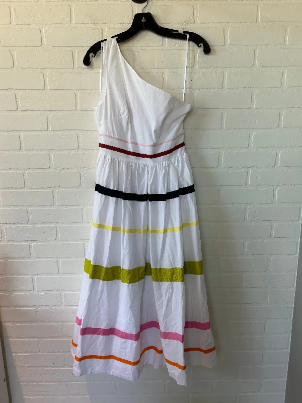 White & Yellow Dress Casual Midi J. Crew, Size Xs Comfortable Short Sleeve Midi Dress