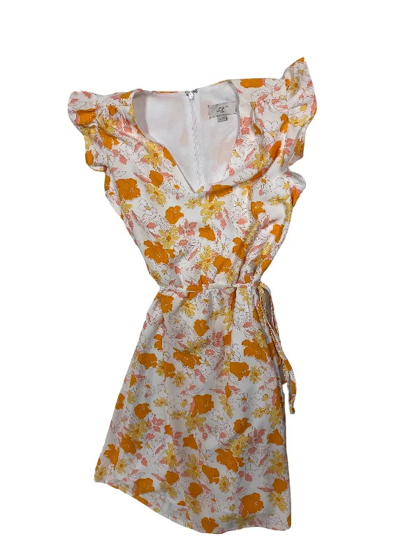 White & Yellow Dress Casual Midi Loft, Size Xs Elegant Maxi-Midi Hybrid Dress