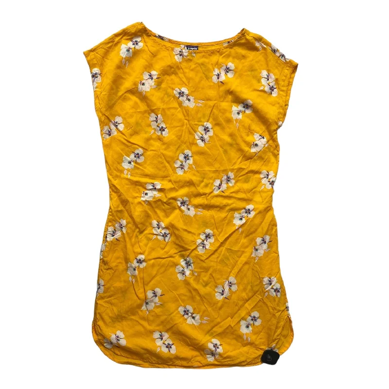 White & Yellow Dress Casual Midi Patagonia, Size M Elegant Velvet Midi Dress