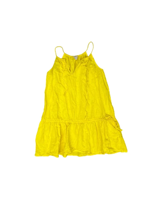 Yellow Dress Casual Midi J. Crew, Size L Elegant Lace Trim Midi Dress