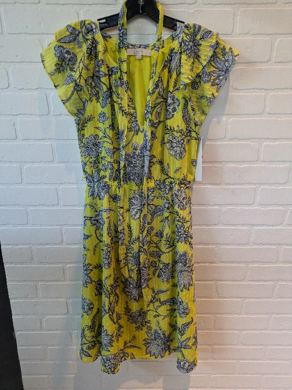 Yellow Dress Casual Midi Loft, Size S Comfortable Ruched Midi Dress